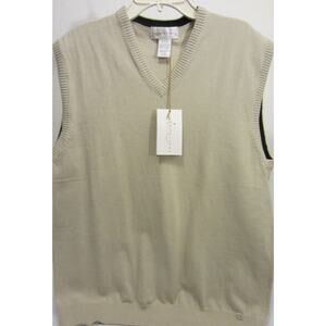 Nwt New Bone Beige Il Migliore Stretch Cotton V-Neck Pullover Golf Vest M 42"